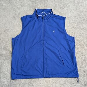 Polo Ralph Lauren Golf Vest Windbreaker Full Zip Blue Pony Men Size XXL 2XL